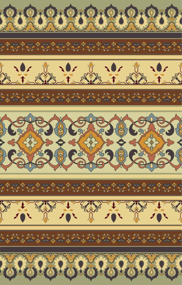 Classic Oriental Border Pattern with Floral and Geometric Motifs vector