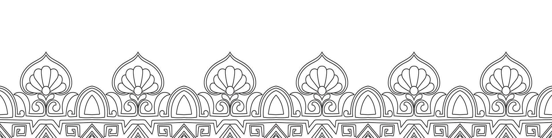 Tribal seamless lines, abstract floral patterns, fences, vintage frames vector