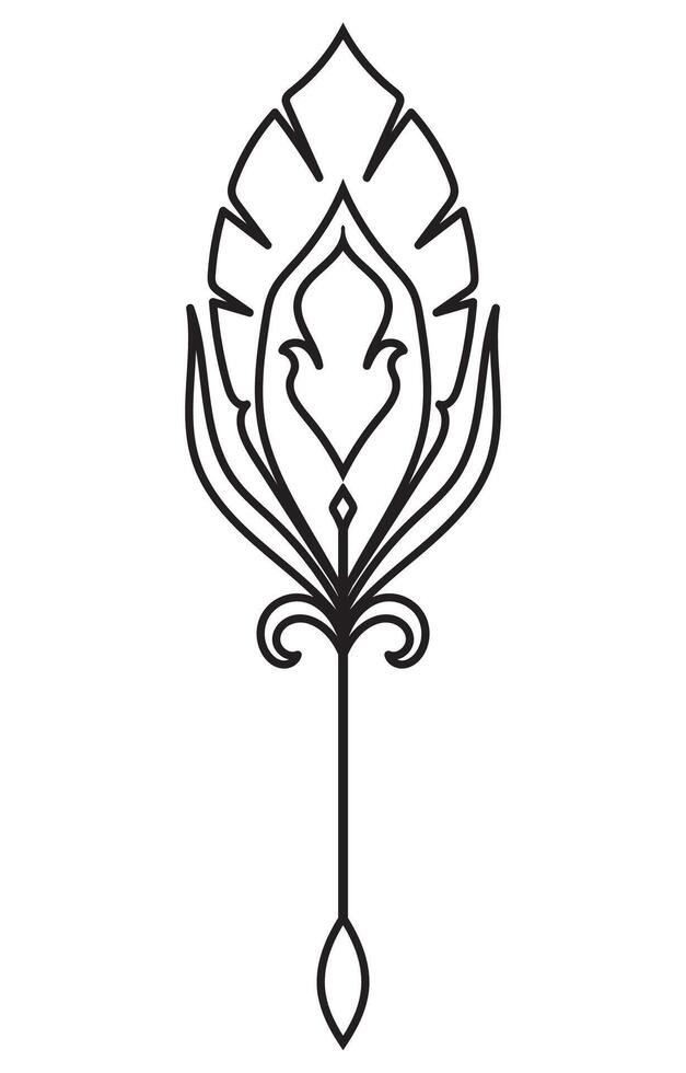 Line art composition, abstract flowers for fabric patterns, carpet pattern composition vector