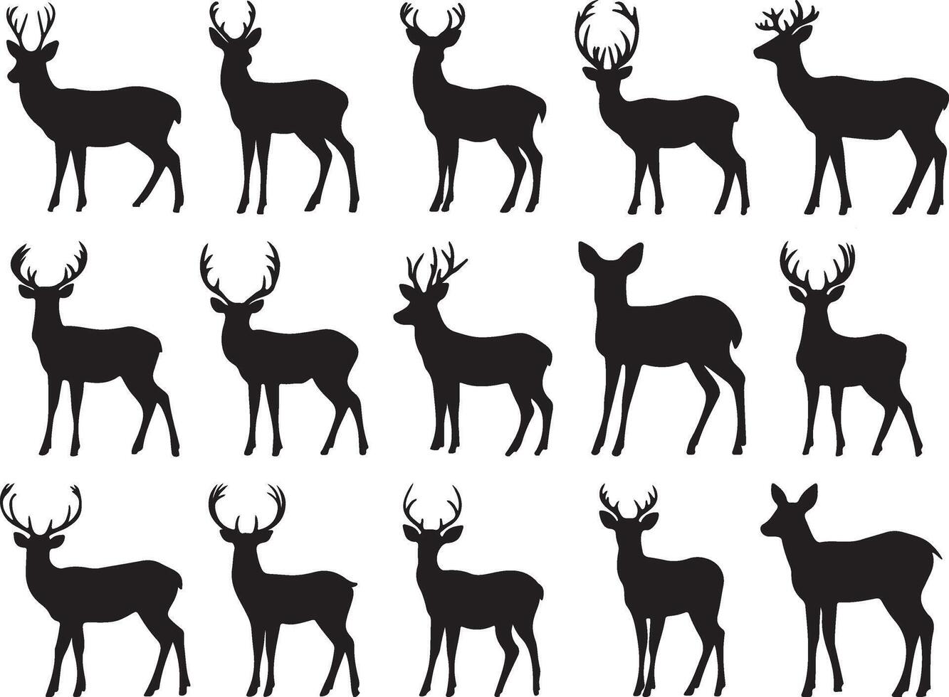 Set of deer silhouette illustration vector