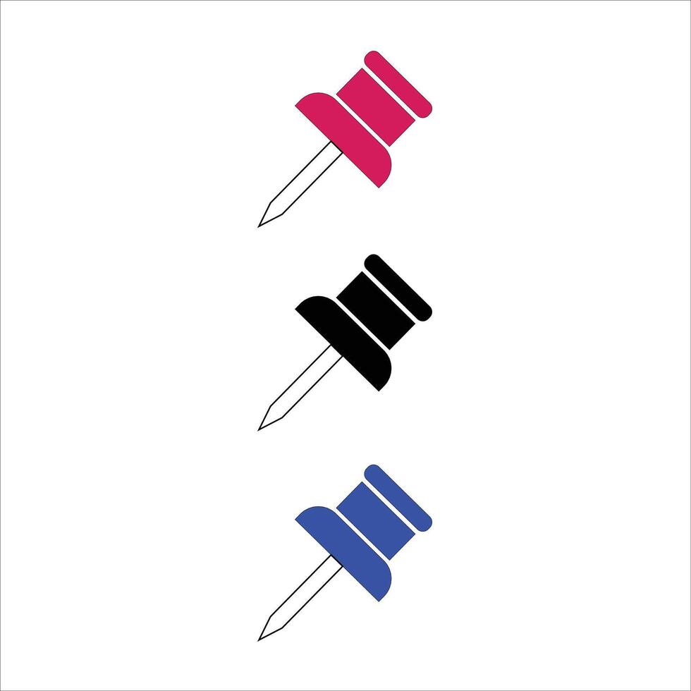 Colorful Push Pins Icon Set vector