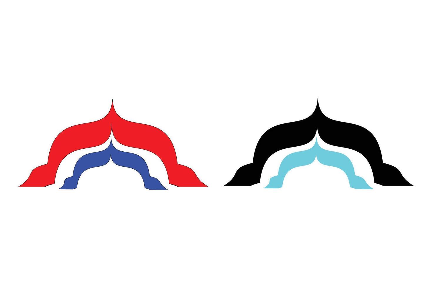 Abstract Arch Design in Red, Blue, Black, and Cyan vector