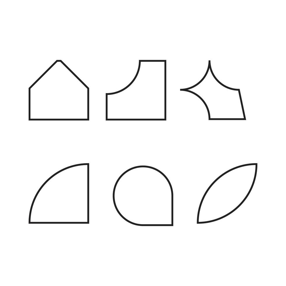 Geometric Shapes Collection Line Art Designs vector