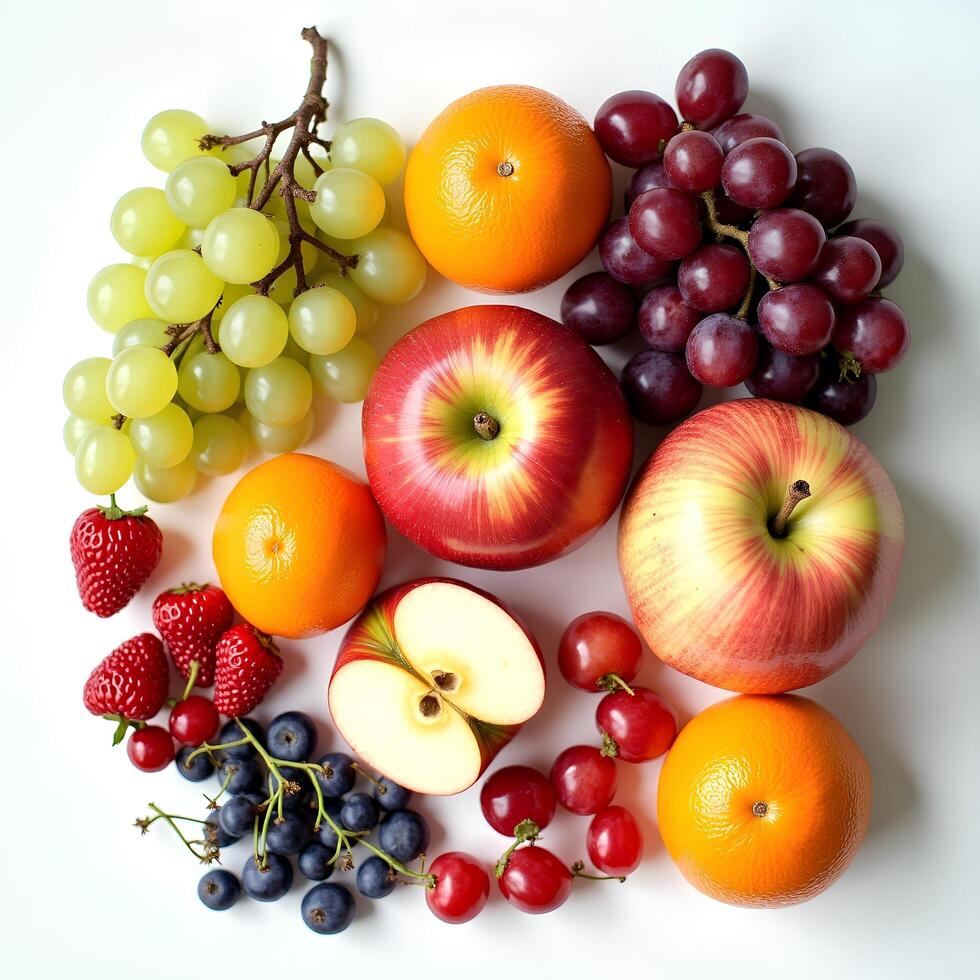 A bunch of different fruits arranged in a circle photo