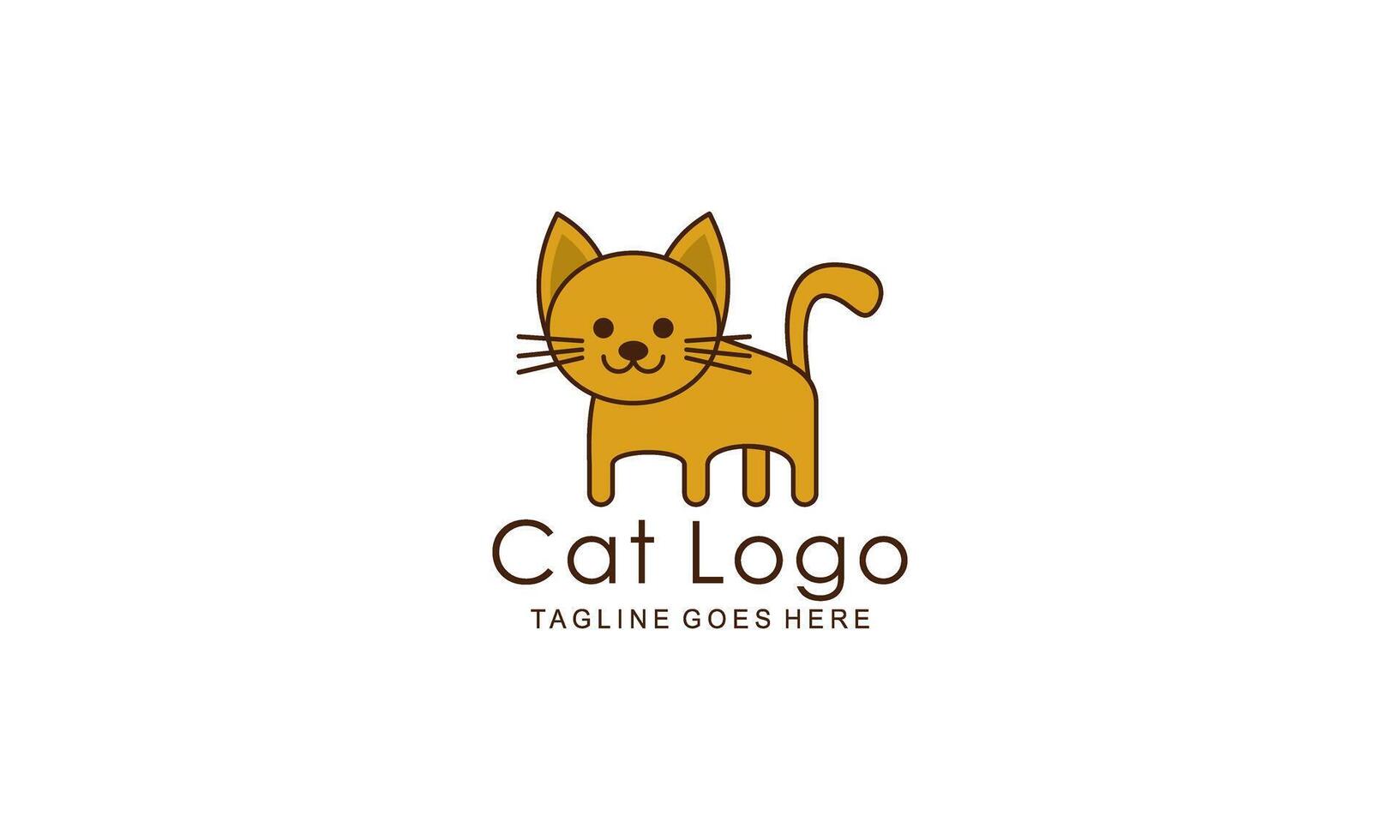 cat logo. cute cat with line. cat cartoon . vector