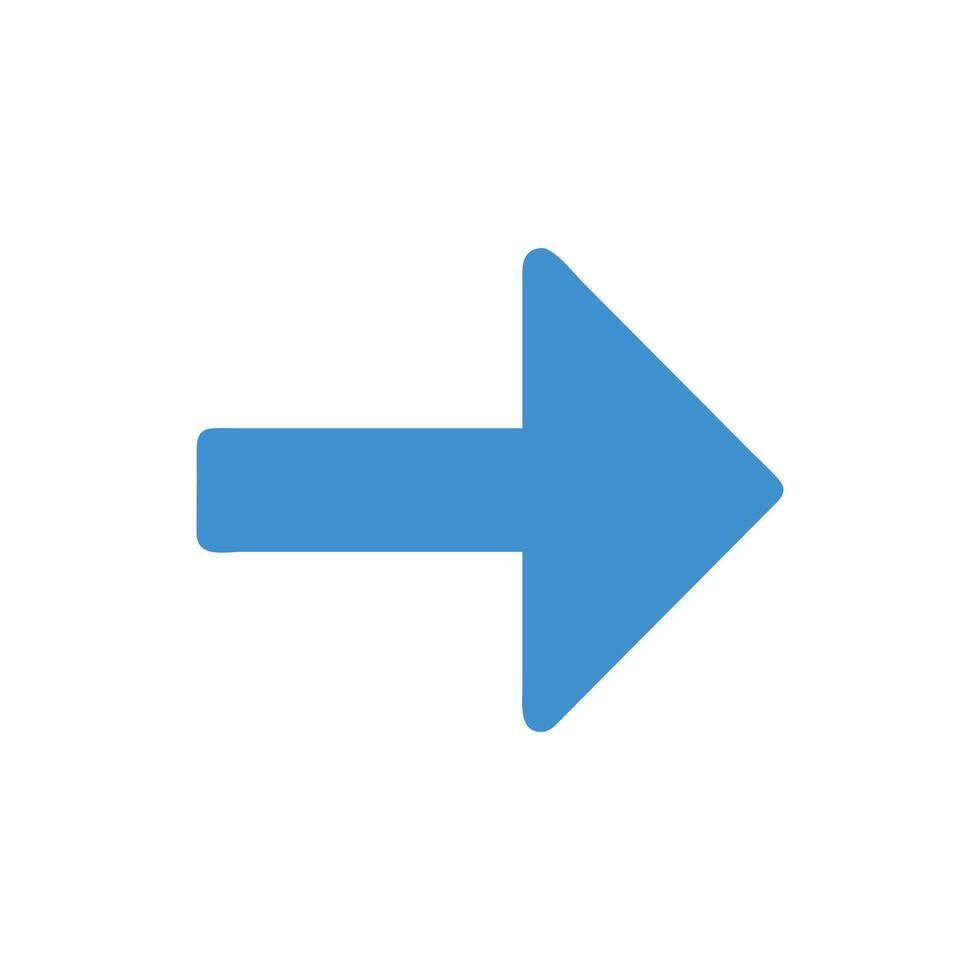 Blue arrow illustration pointing to the right on White Background vector