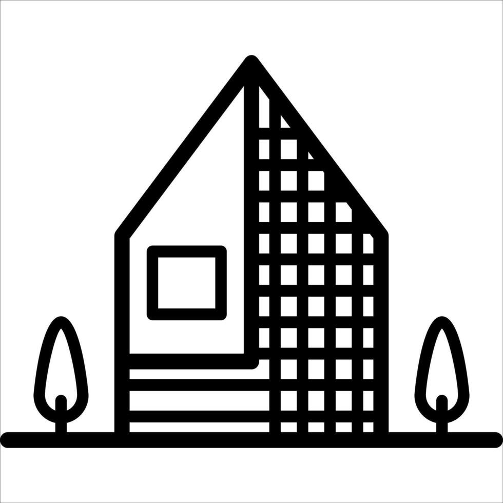A black and white illustration of a new house vector