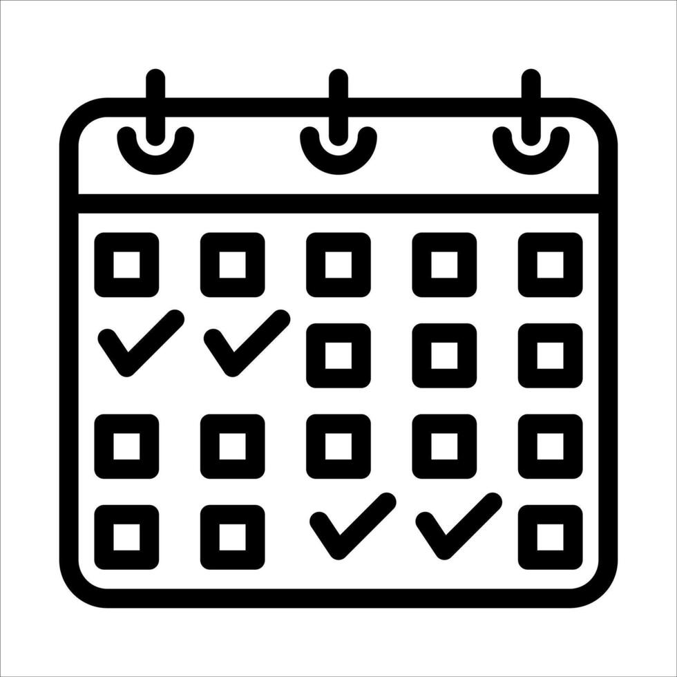 A calendar icon with check marks on it vector