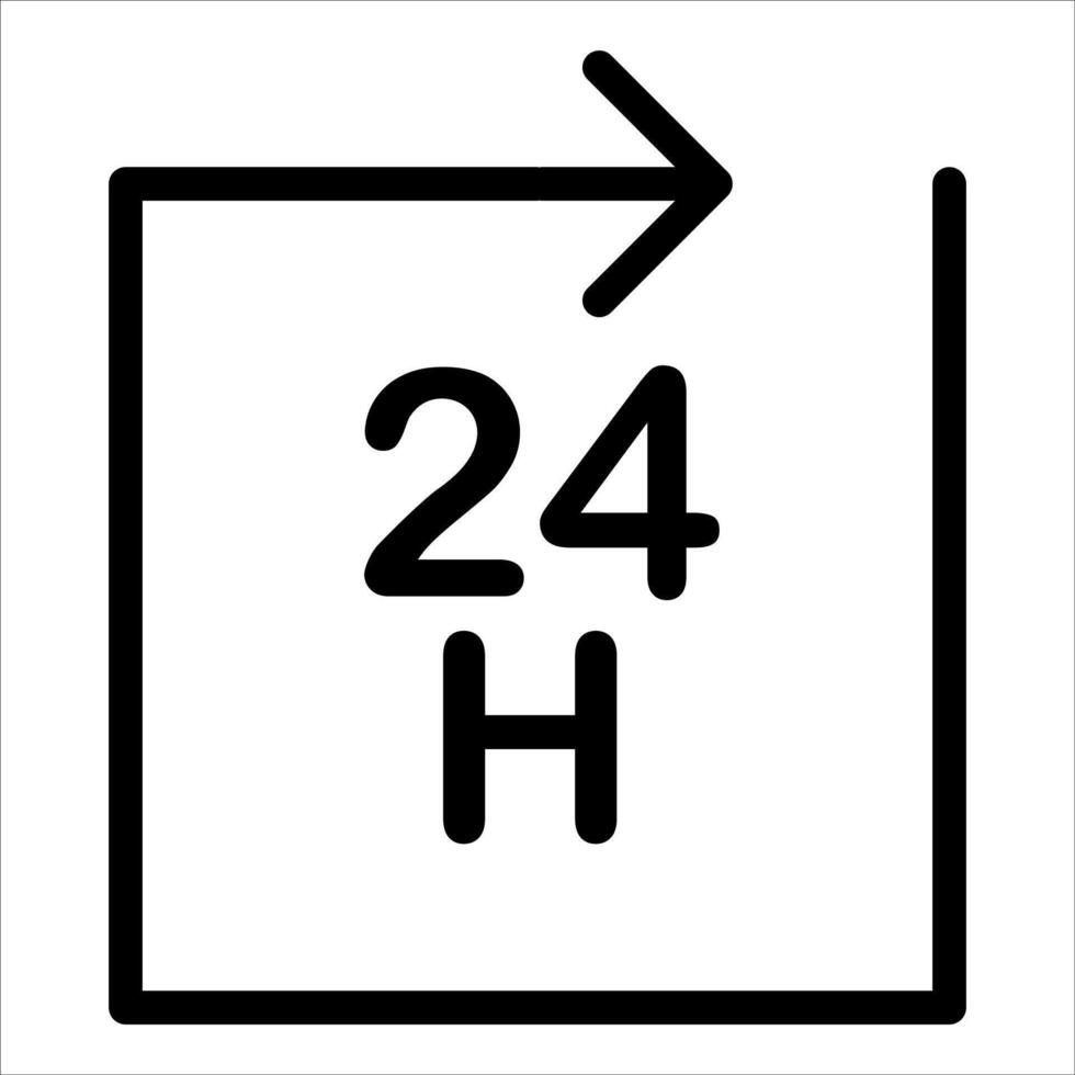A black and white sign with the number 24 hours vector