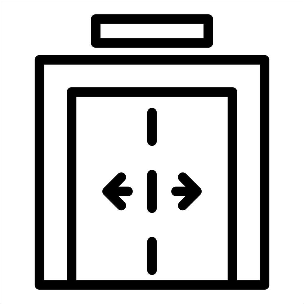 A black and white icon of a door with arrows pointing in different directions vector
