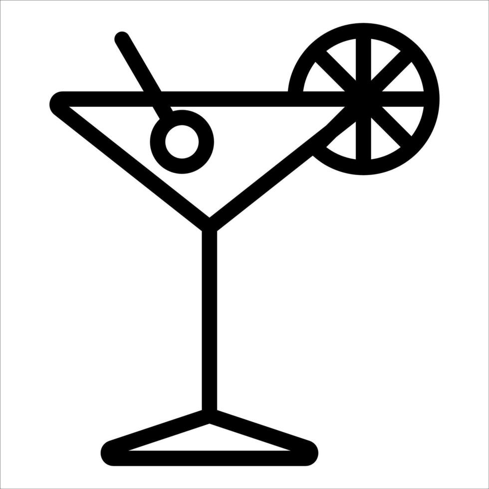 A martini glass with a slice of lemon on it vector