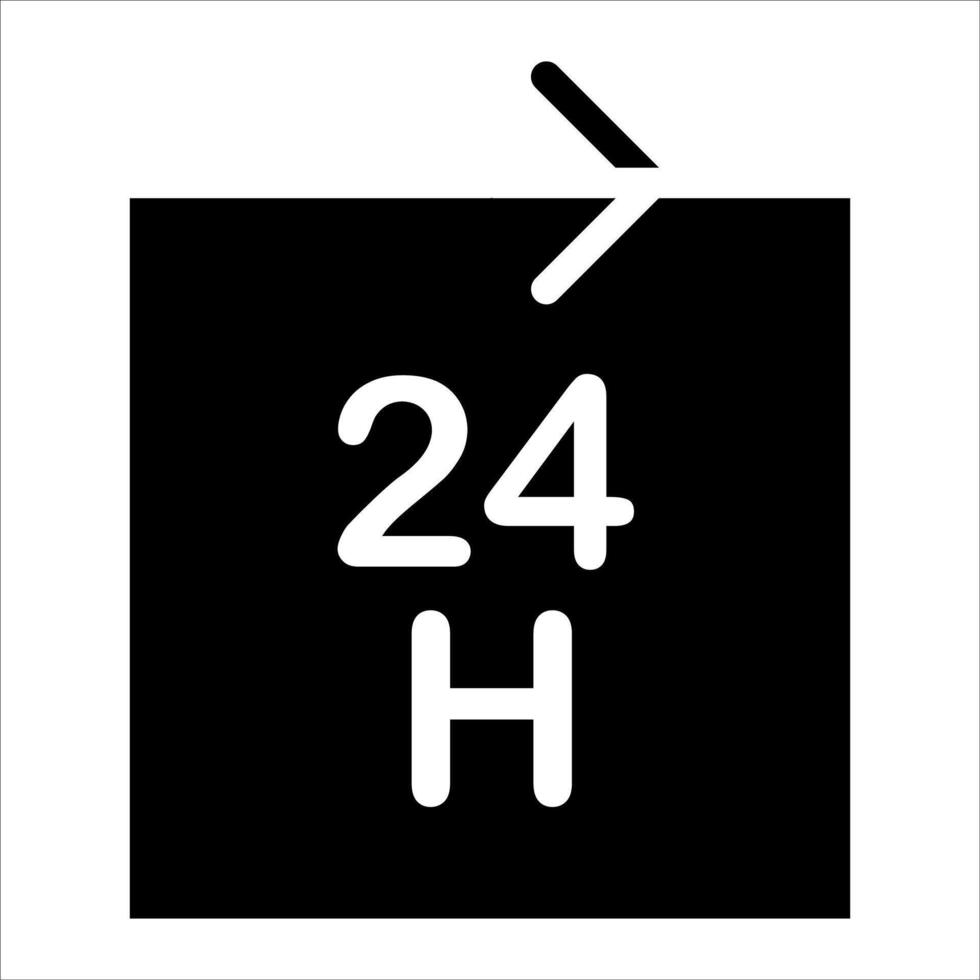 A black and white sign with the word 24 hours vector