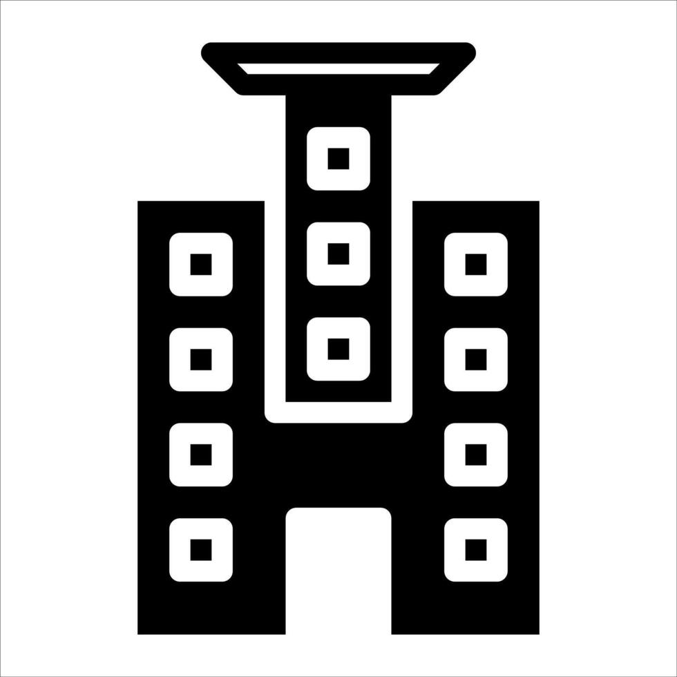 A black and white building icon vector