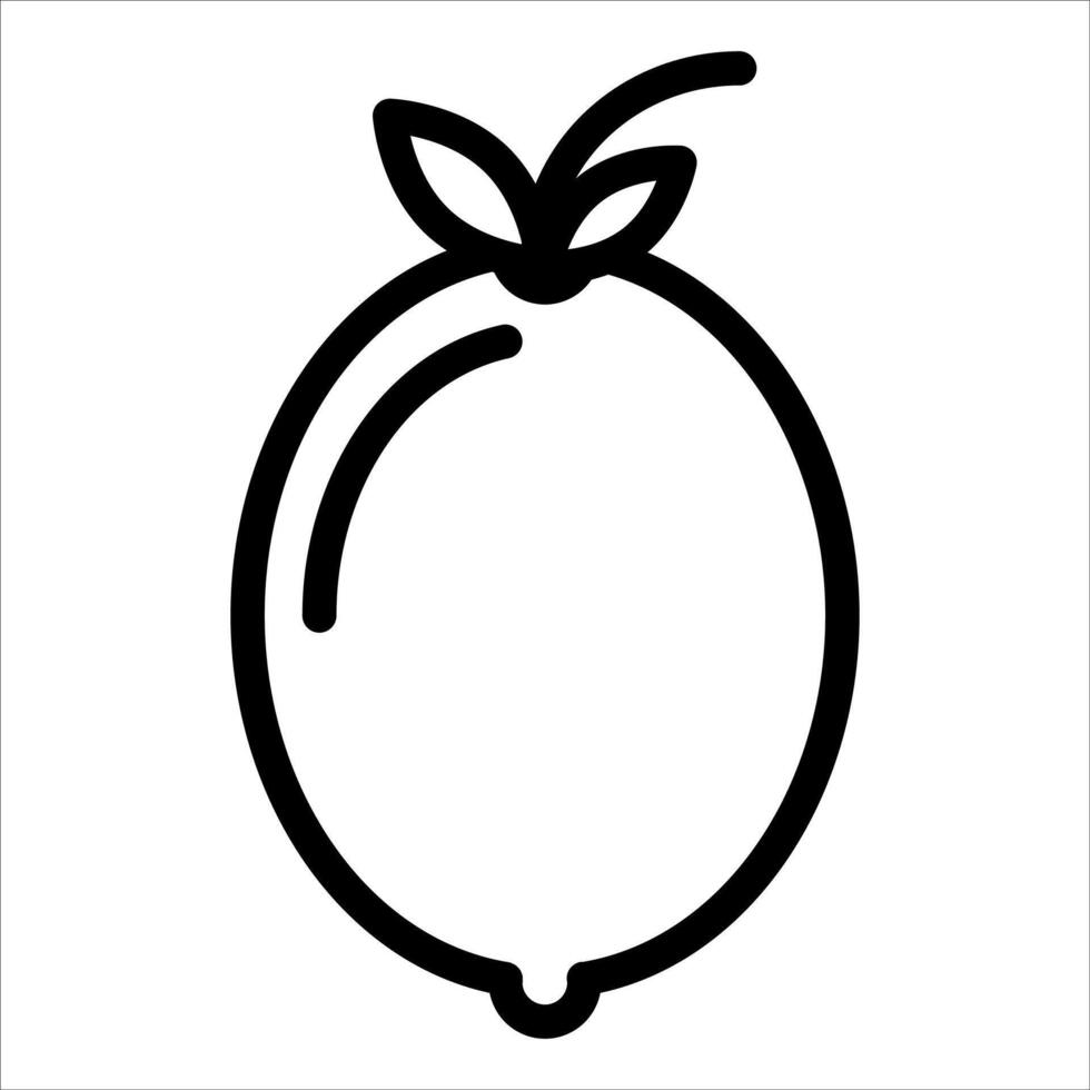 A black and white line drawing of a lemon vector