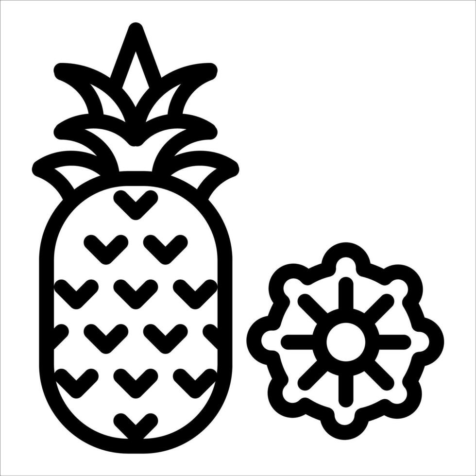 Pineapple and heart icon illustration vector