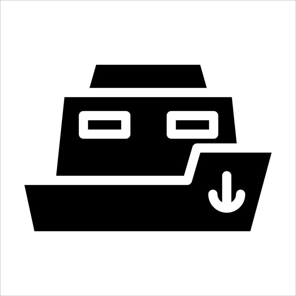 A new black and white icon of a boat vector