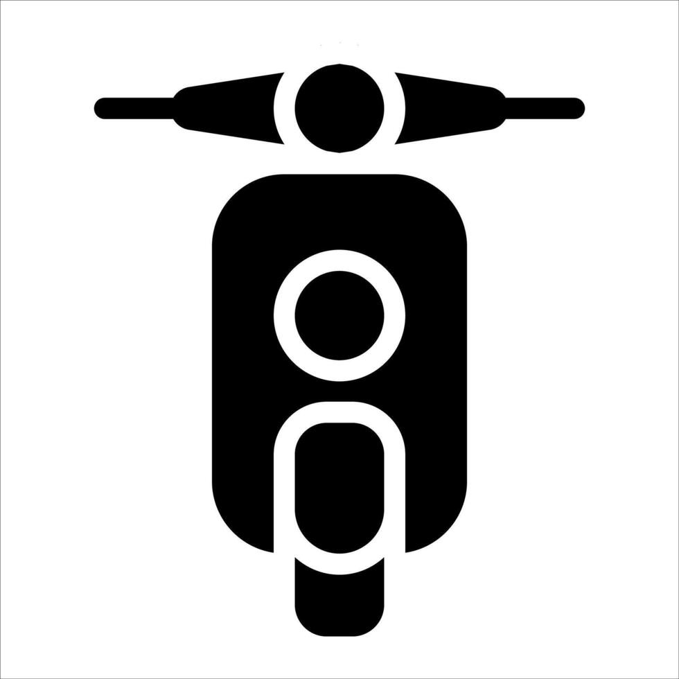 A black and white illustration of a scooter vector