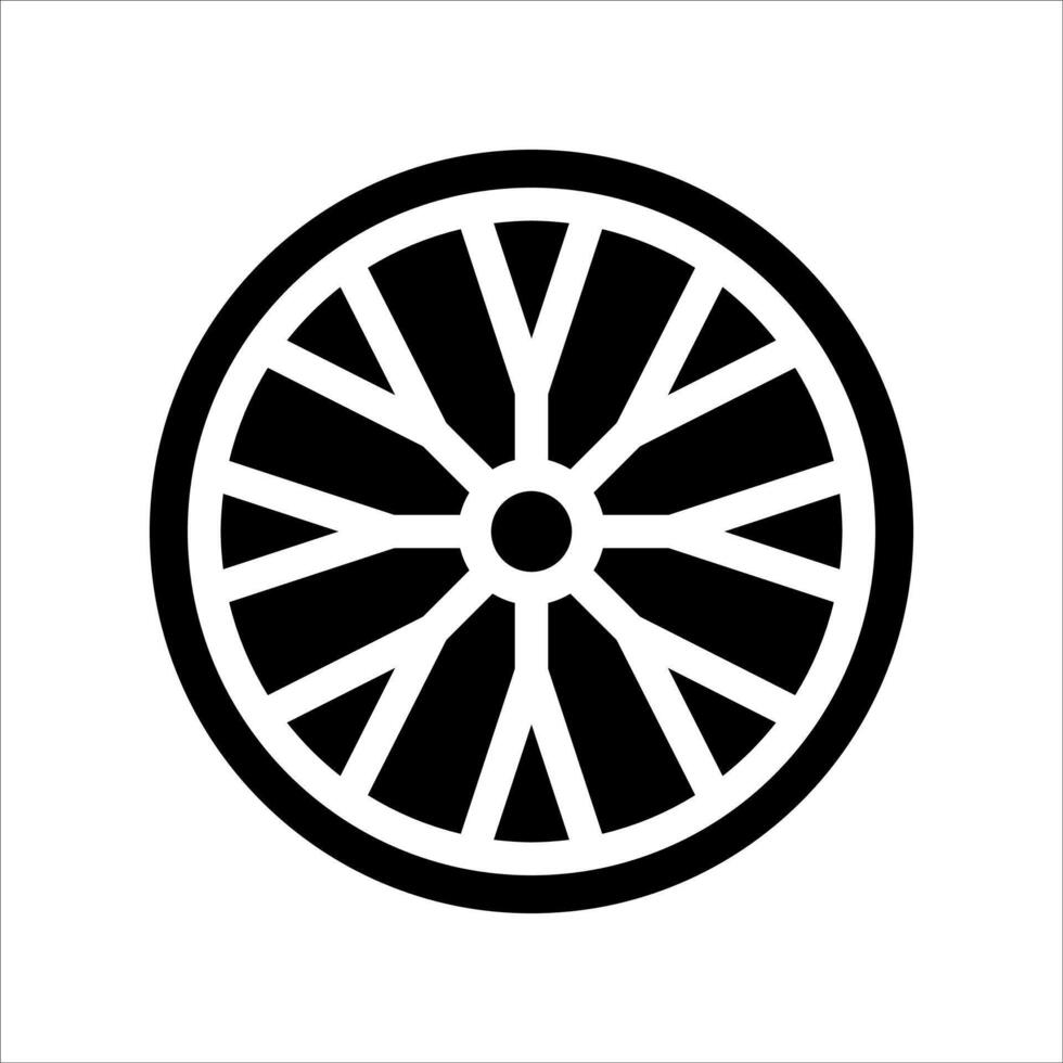 A black and white wheel icon on a white background vector