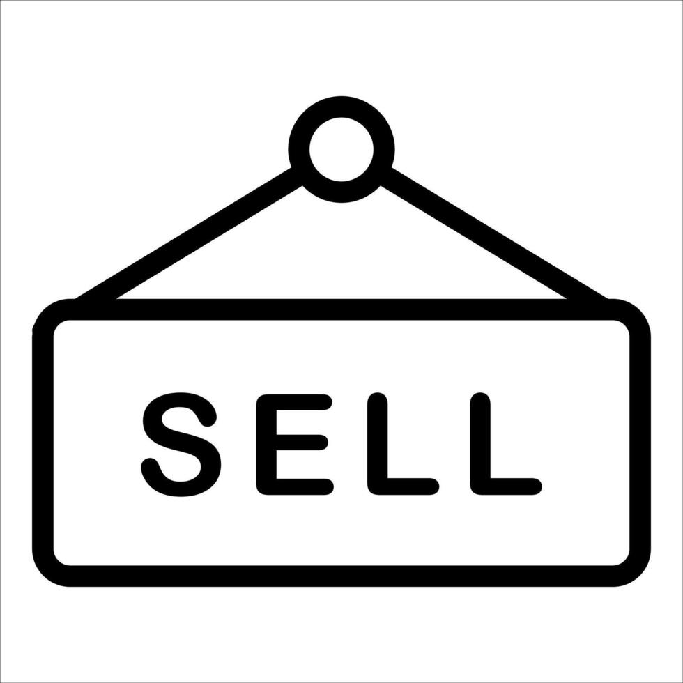 A black and white icon of a sell sign vector