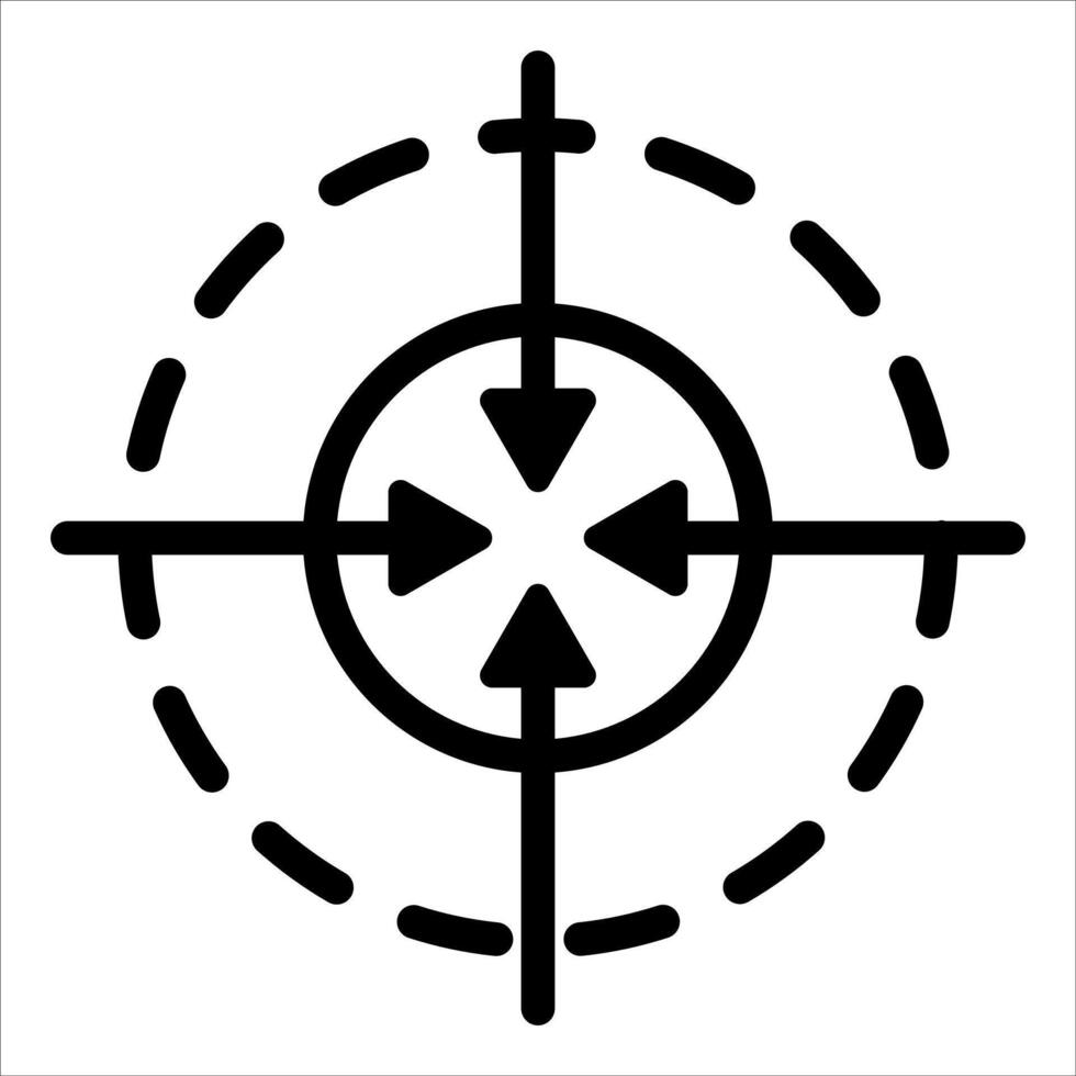 A crosshair icon with arrows pointing in different directions vector