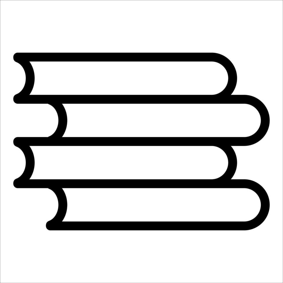 A black and white icon of books stacked on top of each other vector