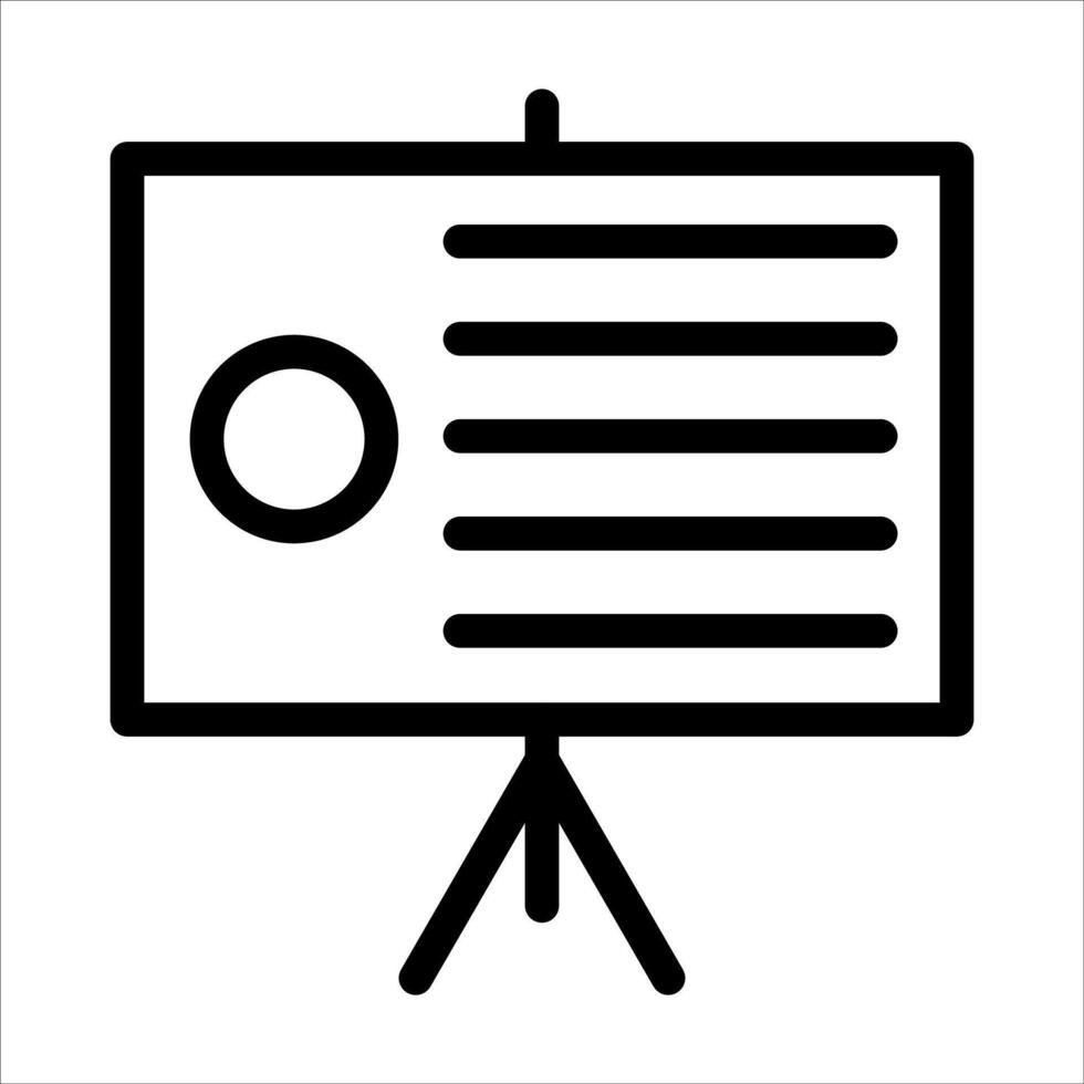 A black and white icon of a presentation board vector