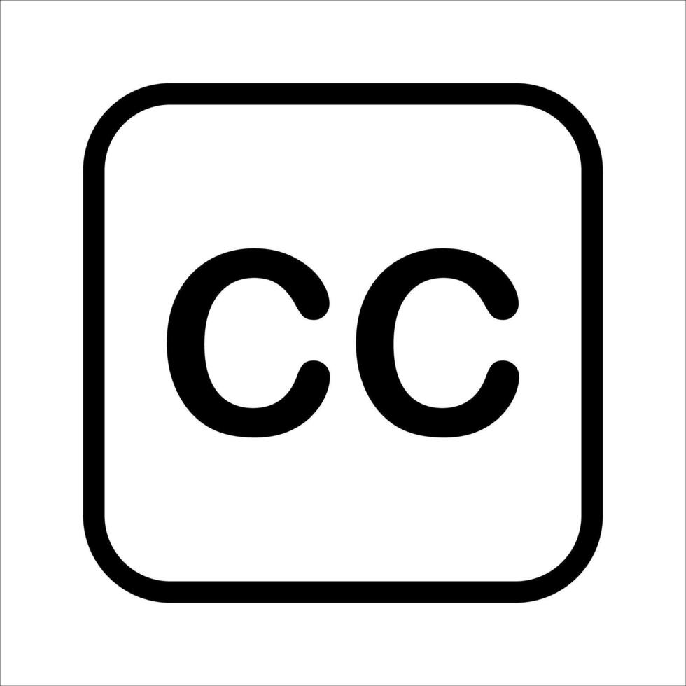 A black and white image of the word cc vector