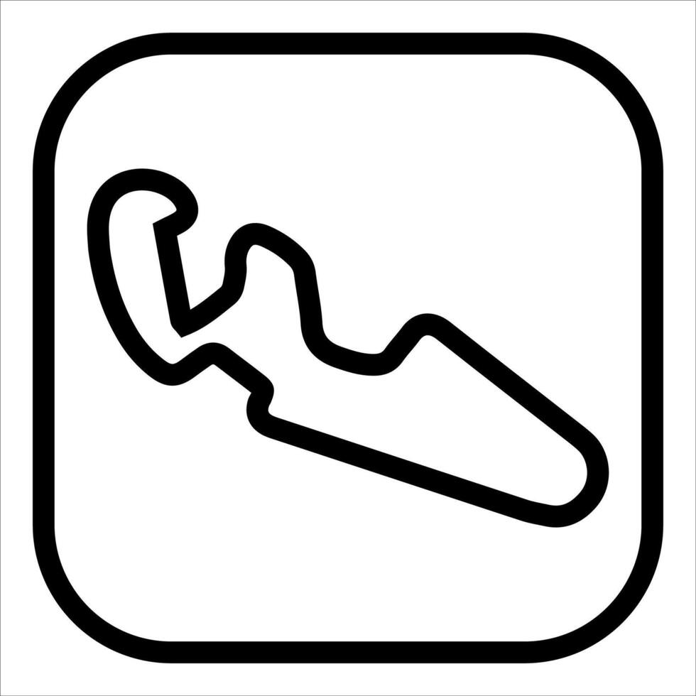 The icon for a race track is shown in black and white vector