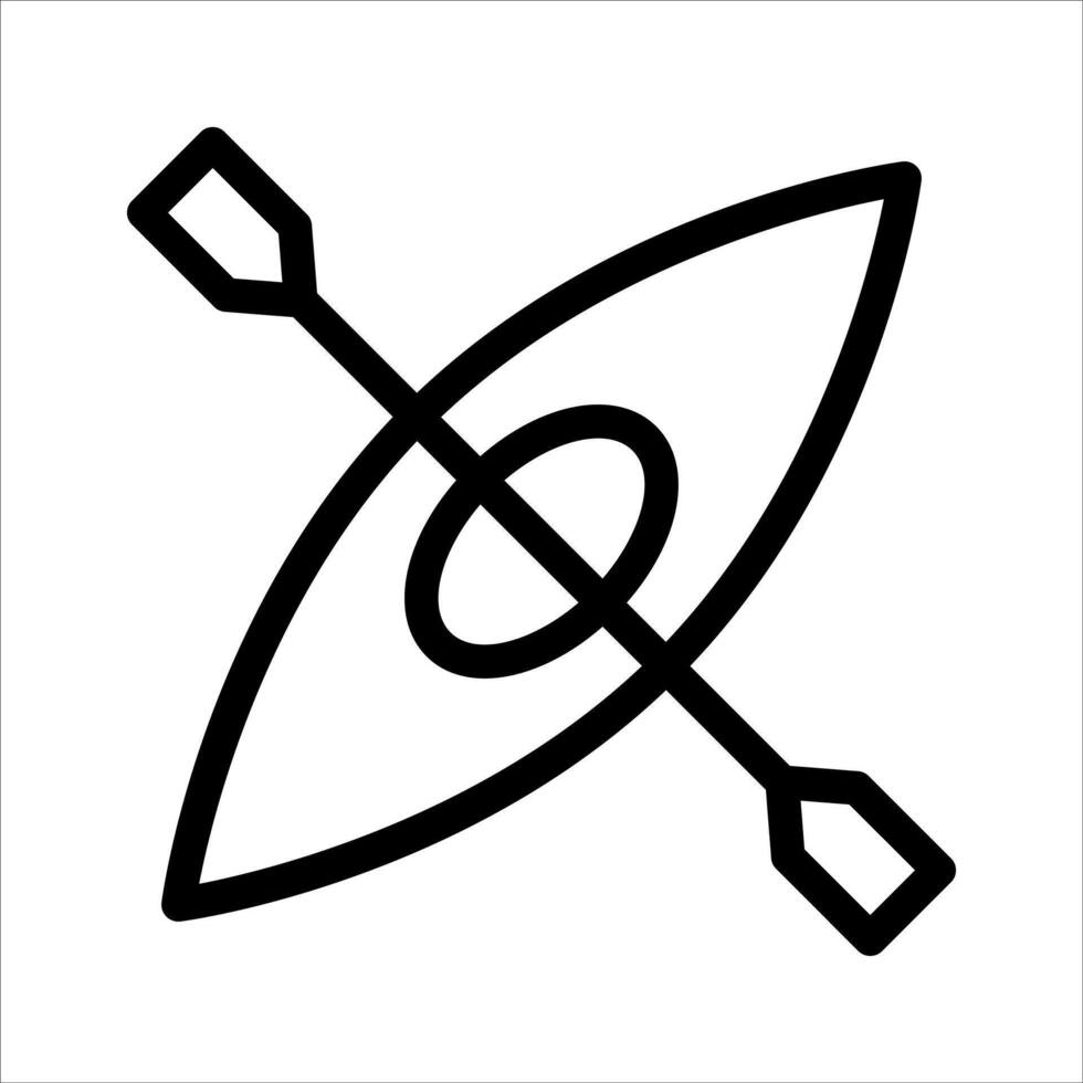 A black and white icon of a canoe with a bow vector