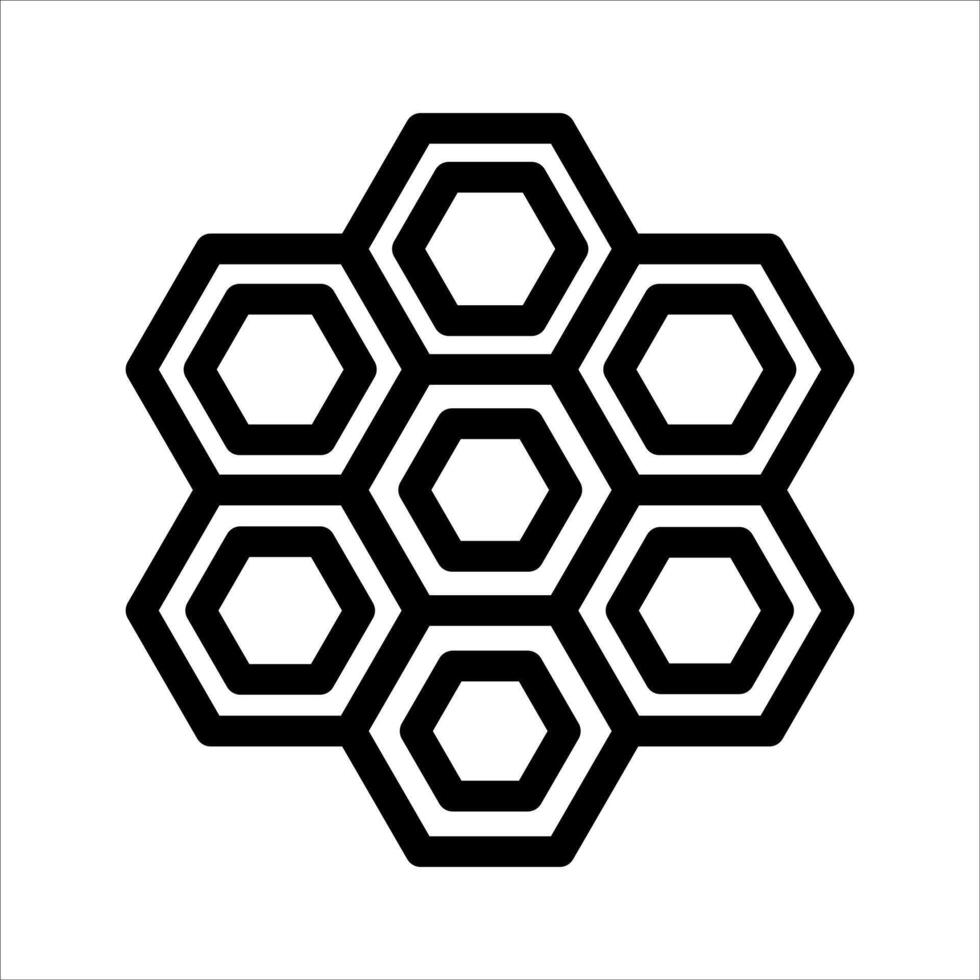 A black and white hexagon icon vector