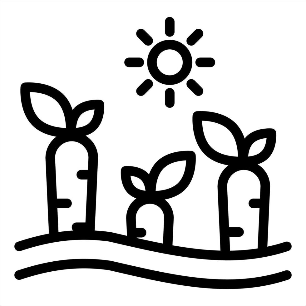A black and white illustration of a plant and sun vector
