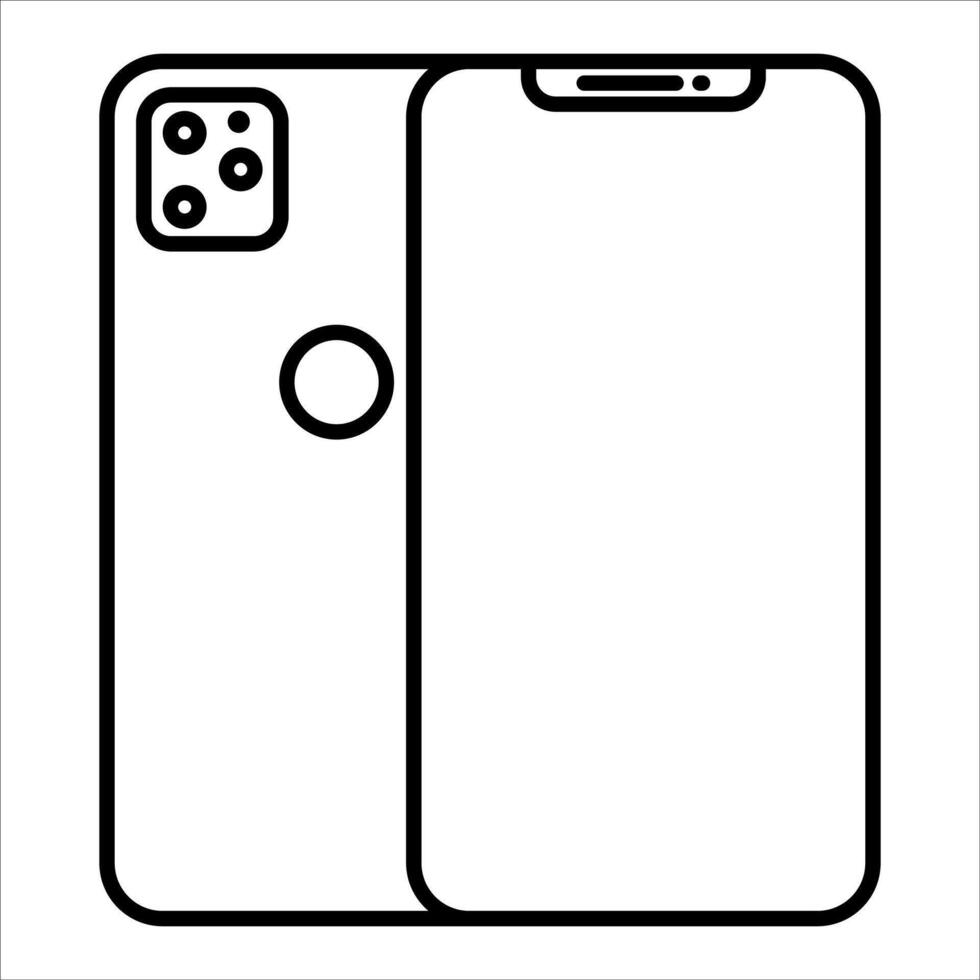 The outline of a smartphone with a camera on the back vector