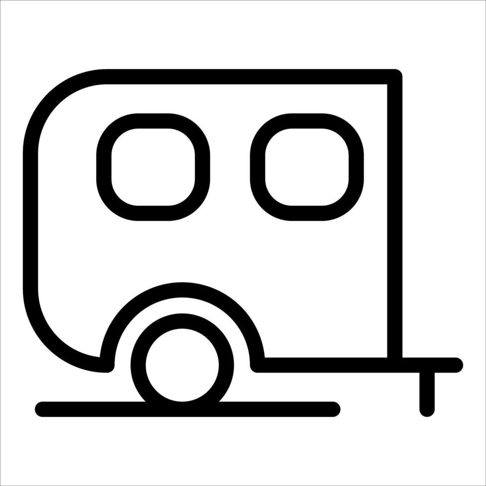 A black and white line icon of a trailer vector