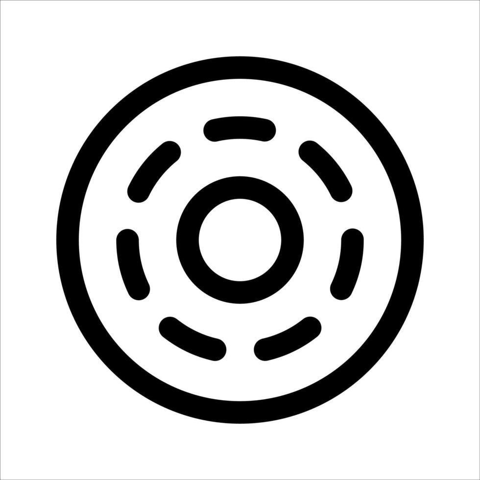 A black and white icon of a circular object vector