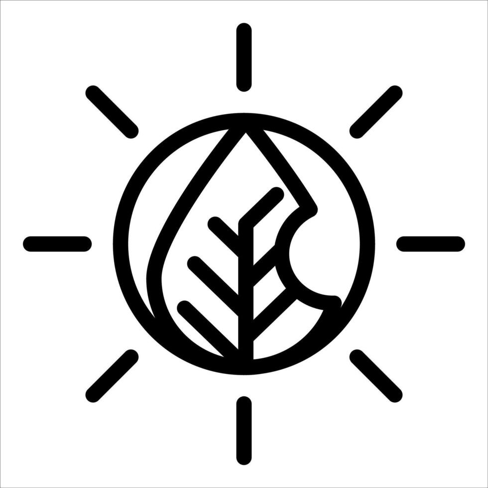 A black and white image of a leaf with sun vector