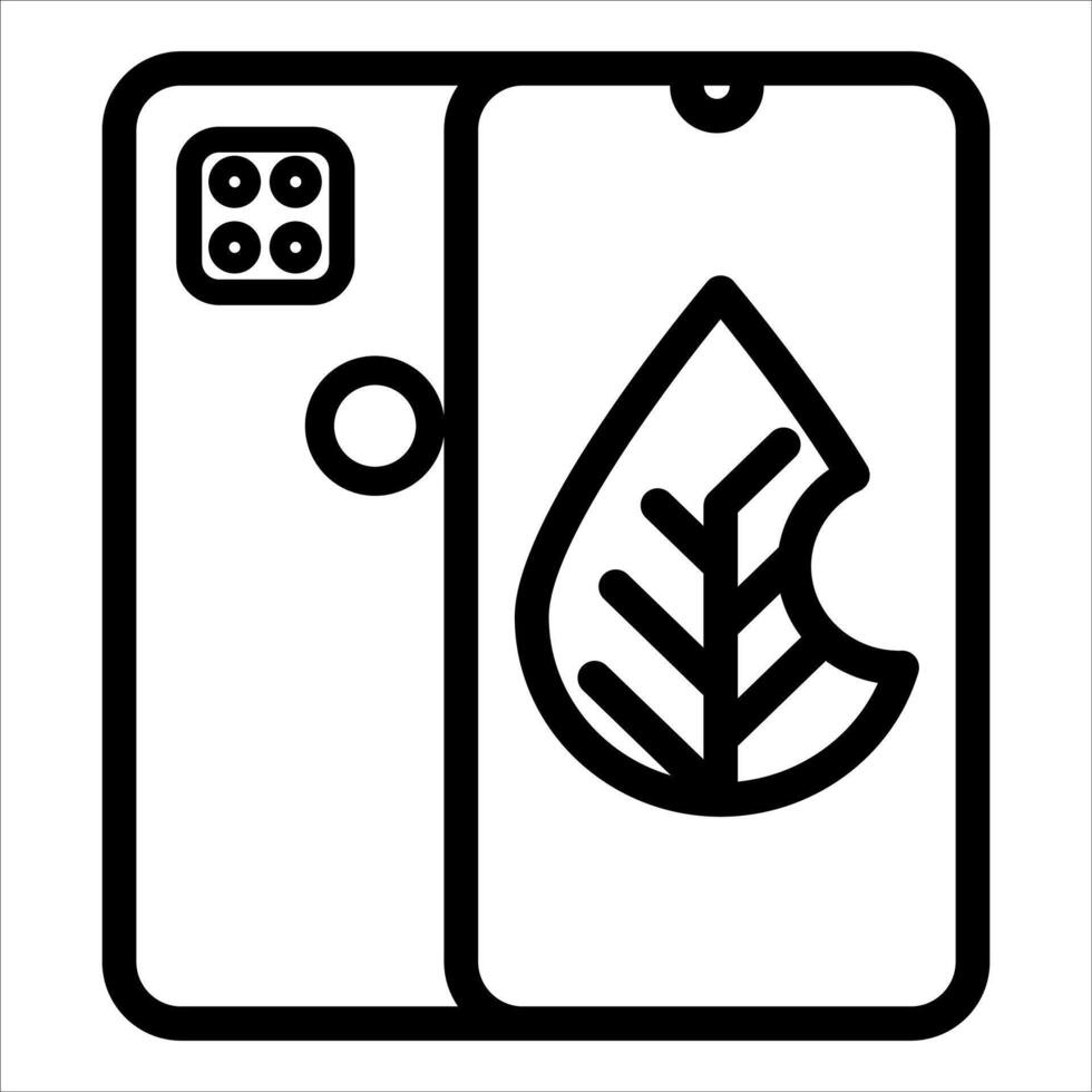A smartphone with a leaf on it and a leaf on the screen vector