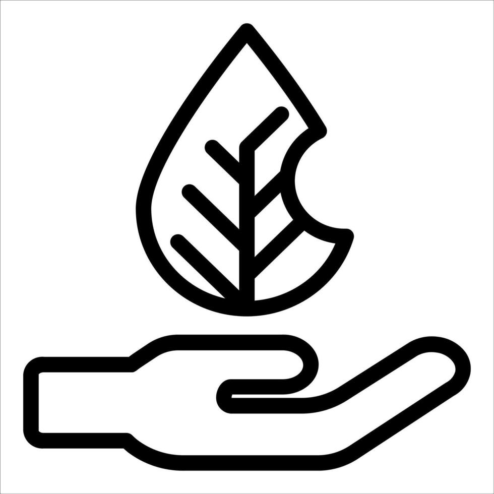 A hand holding a leaf icon on a white background vector