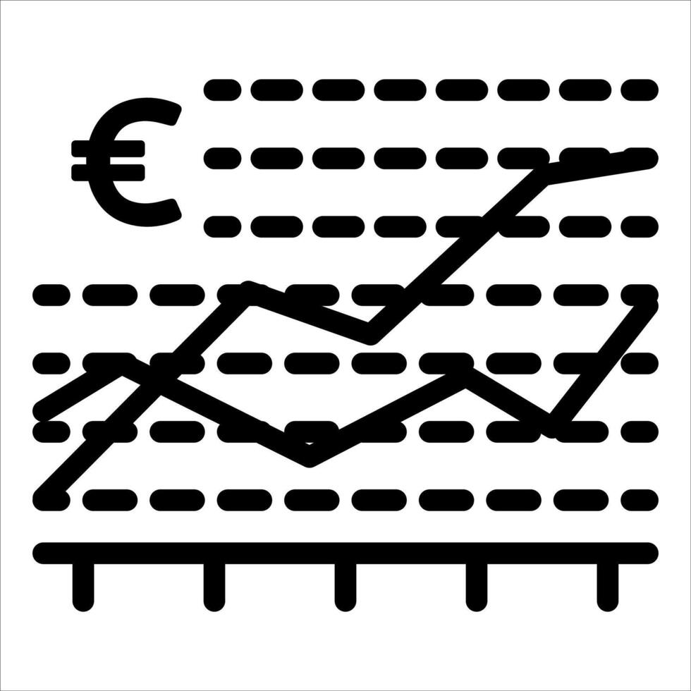 An icon of a graph and a euro sign vector