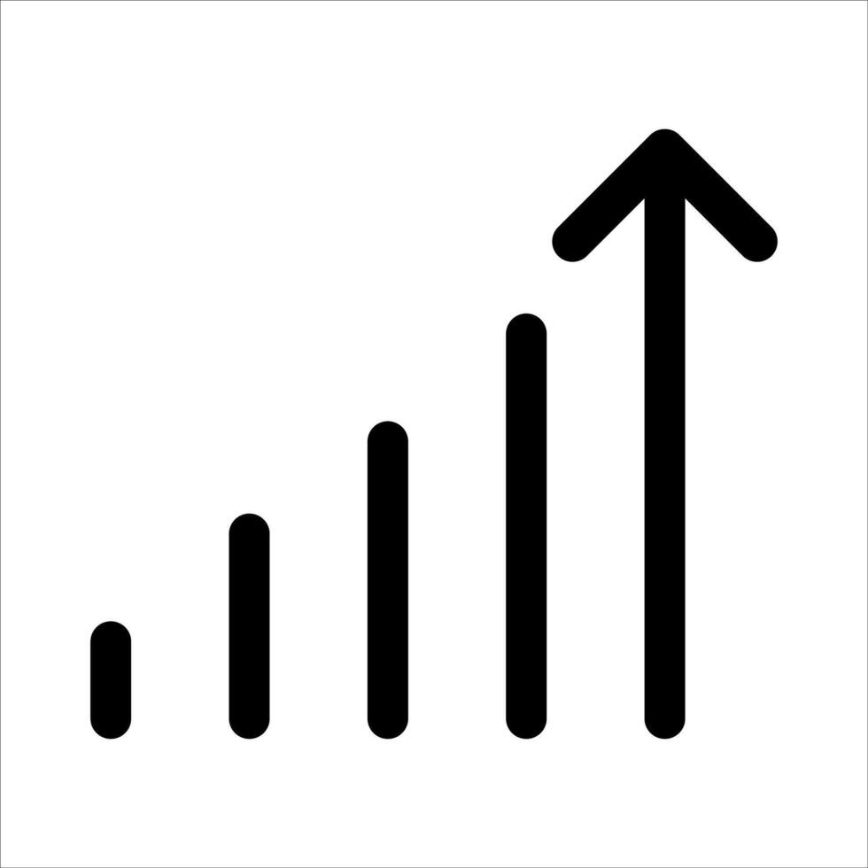 A black and white icon of a growing graph vector