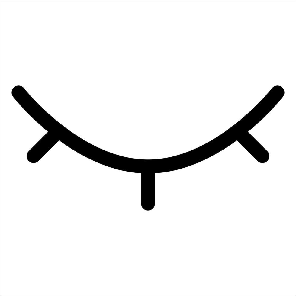 A black and white icon of a closed eyelid vector