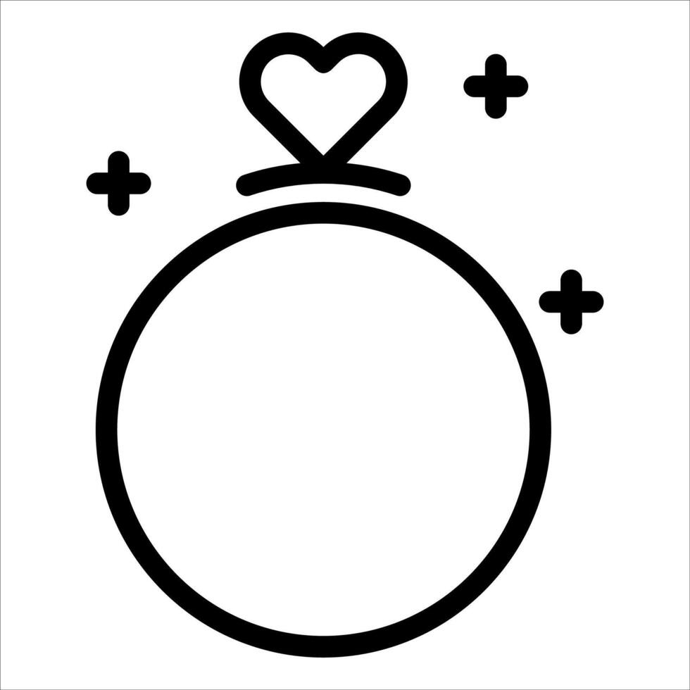 An icon of a ring with a heart inside vector
