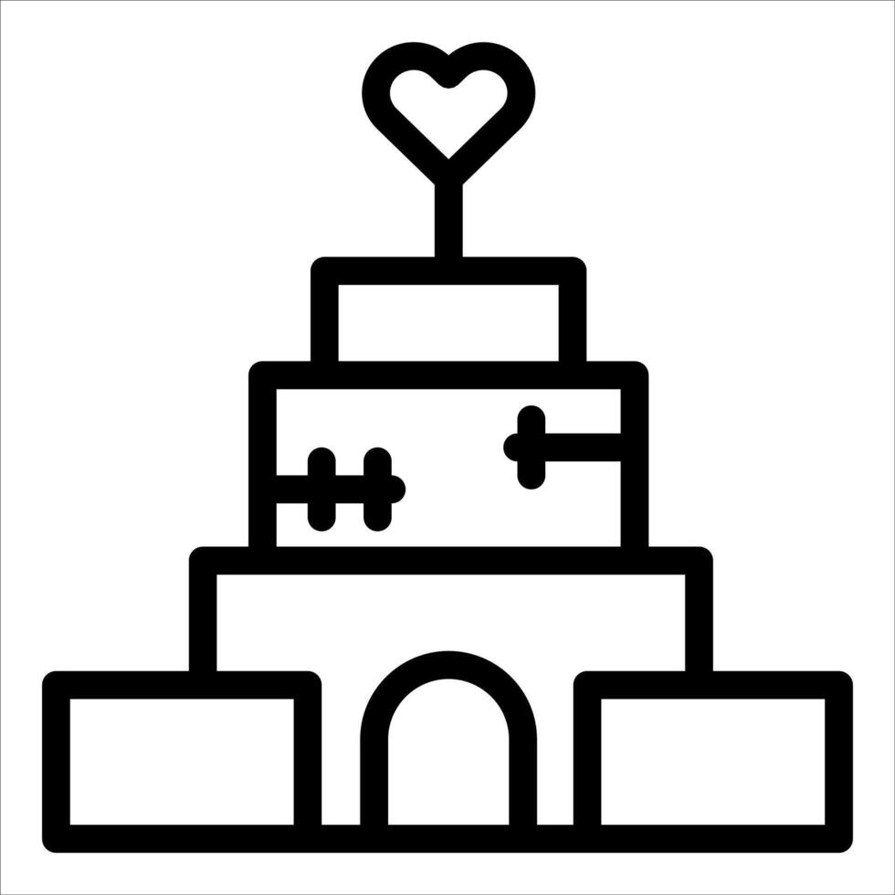 A black and white illustration of a wedding cake vector