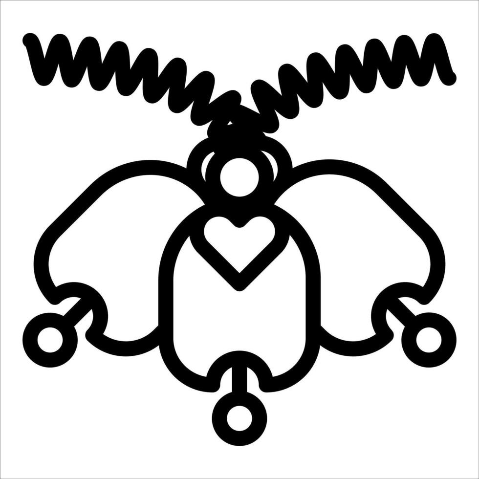 A black and white drawing of a bug with a heart vector