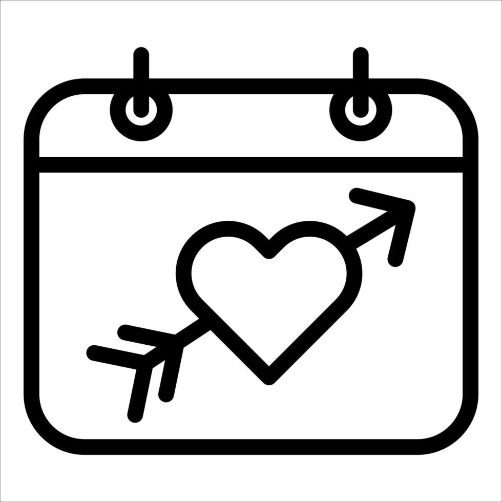 A calendar with an arrow and heart icon vector
