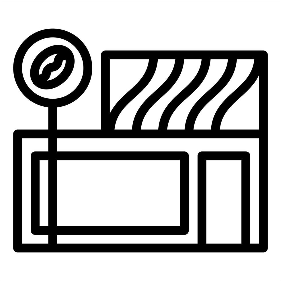 A black and white line drawing of a coffee shop vector