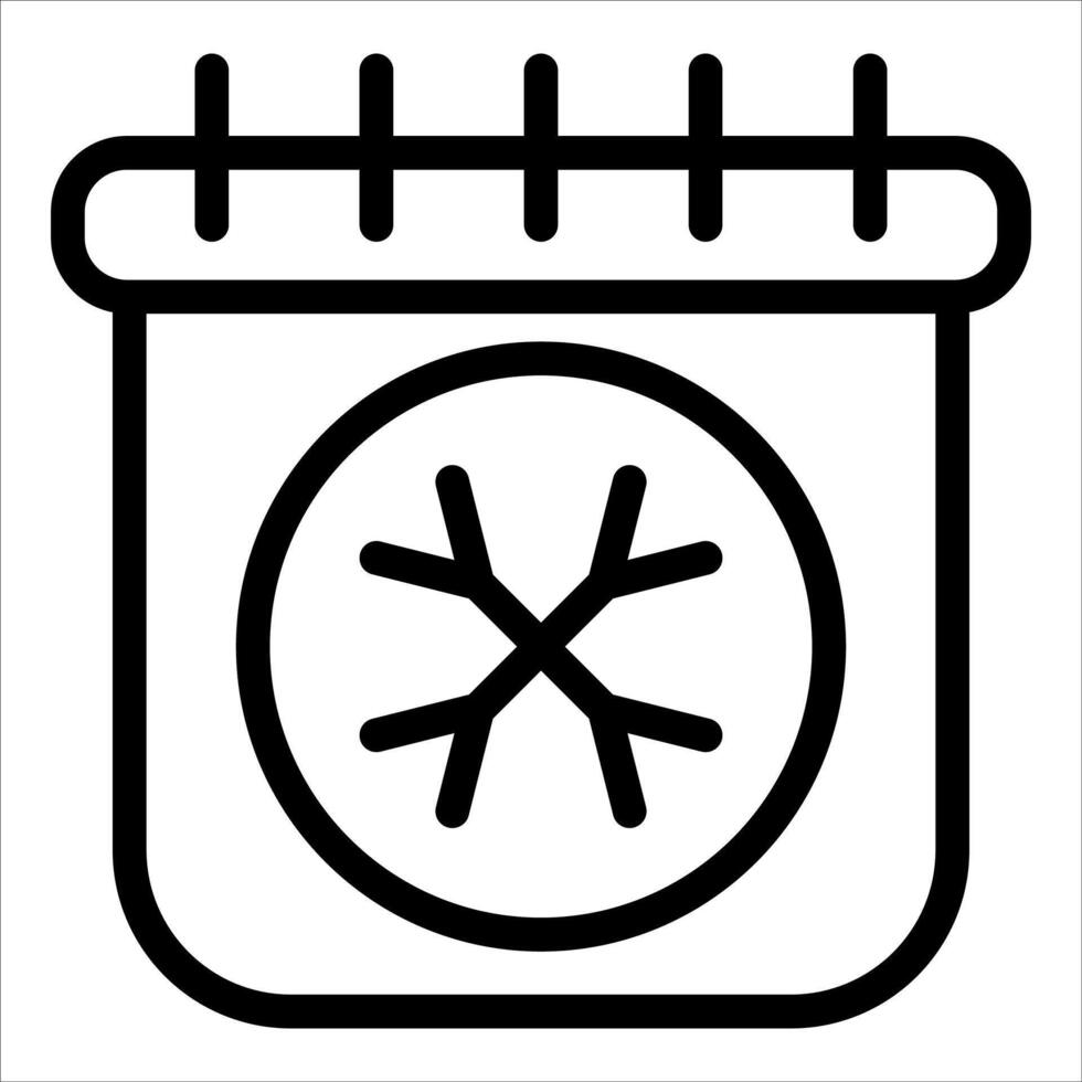 A calendar icon with snowflakes on it vector