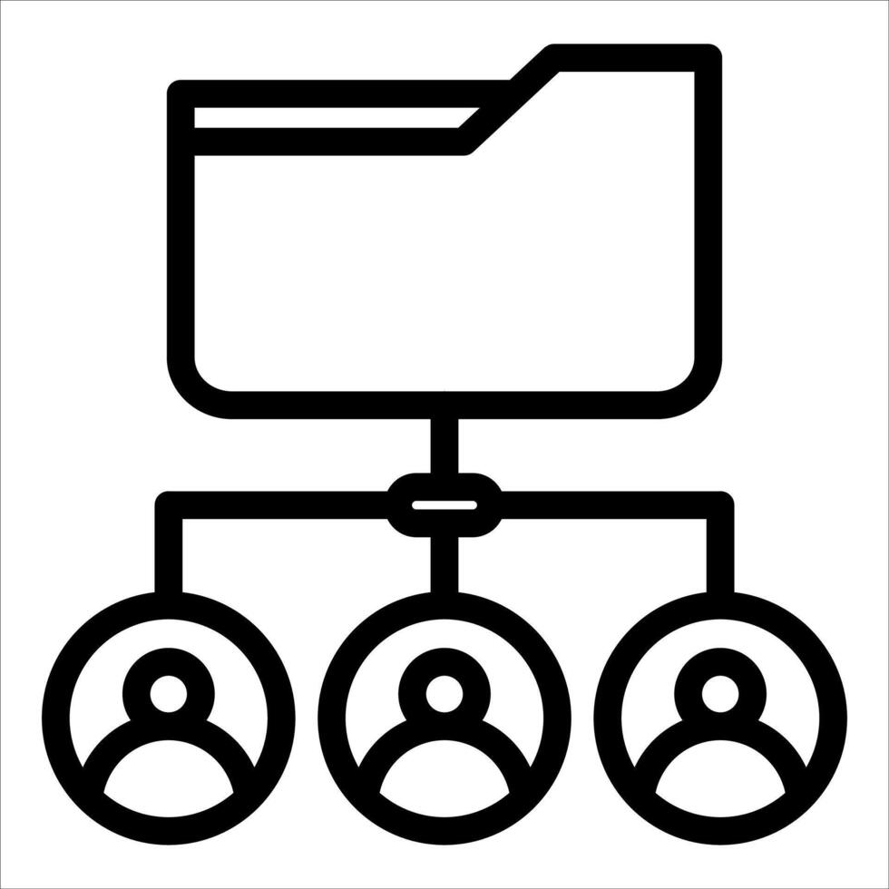 A black and white icon of people and a folder vector