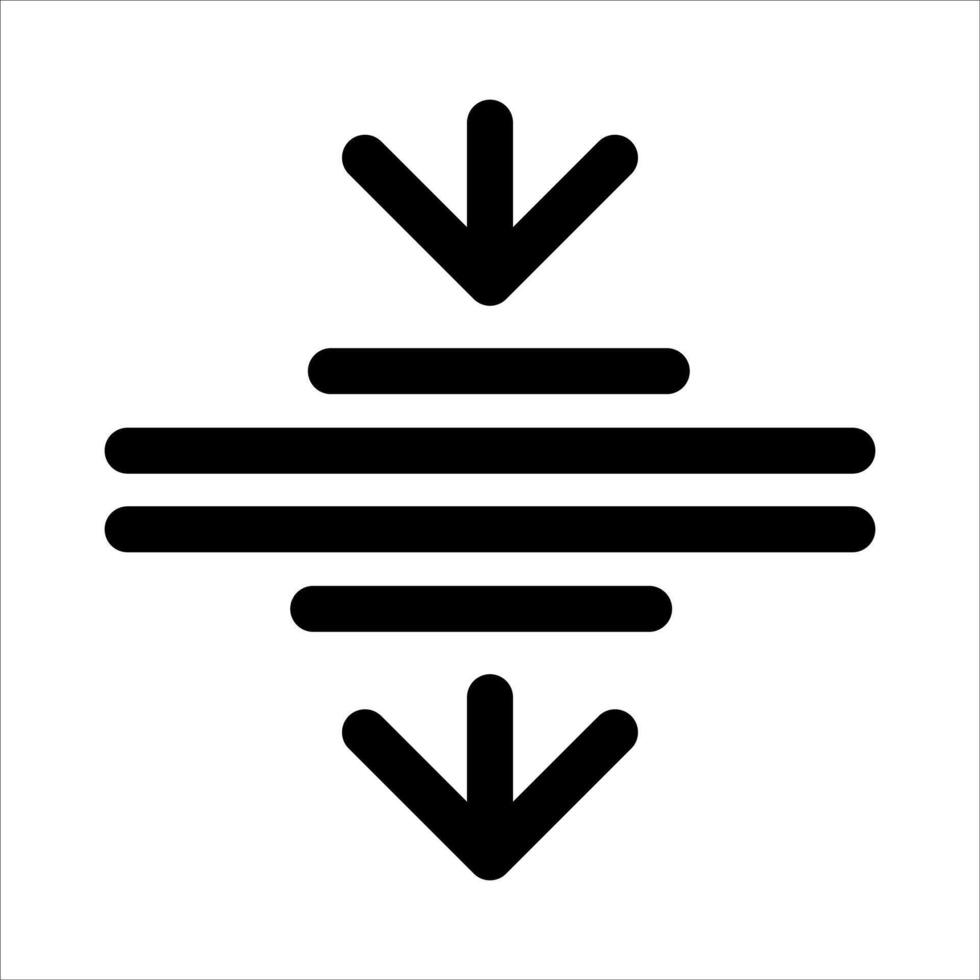 A black and white icon of a line with arrows vector