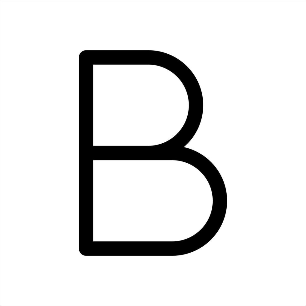 The letter b is shown in black and white vector