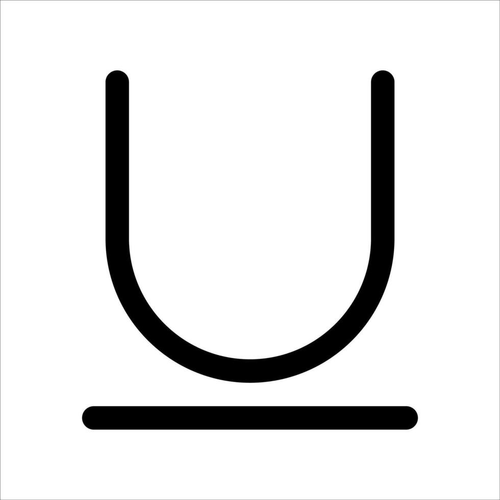 A black and white icon of a u vector